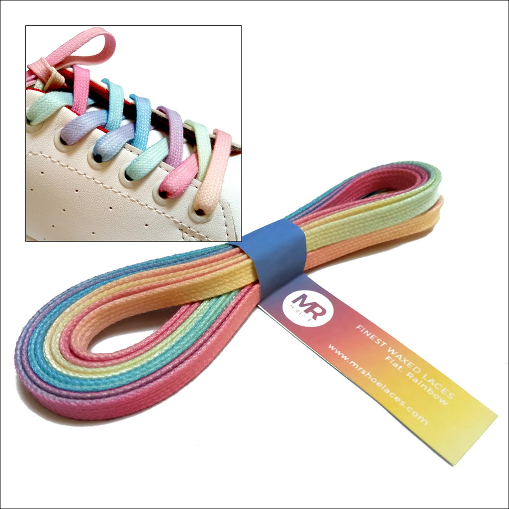  Tali  Sepatu  Lilin 6 7mm Rainbow  60cm Flat Waxed 