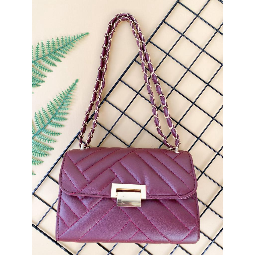 TAS WANITA TAS SLEMPANG GLORIA MERAH MAROON