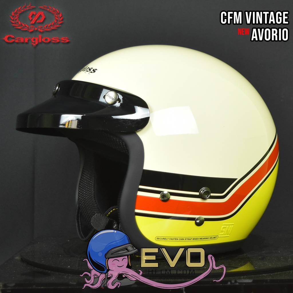 HELM CARGLOSS CFM VINTAGE ORIGINAL 100% CFM AVORIO - PAKET KACA CEK DI VARIAN