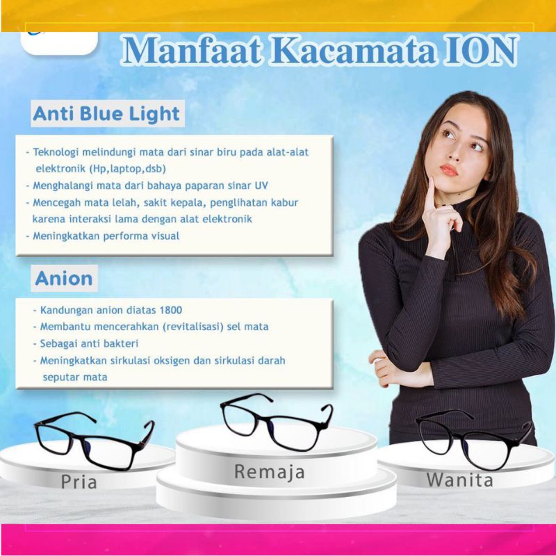 Kacamata Ion KK INDONESIA Kacamata Anti Radiasi Anti UV Anti Blue Light Gadget dan laptop kacamata pria wanita remaja Original KK Indonesia