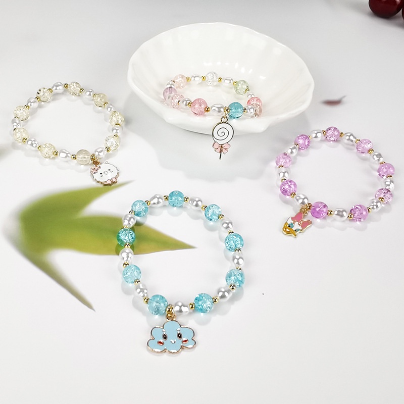 Gelang Kristal Popcorn Warna-Warni Bahan Stainless Steel Untuk Wanita