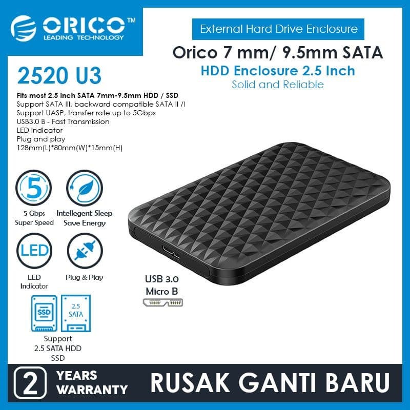 ORICO HDD / SSD Enclosure 2.5&quot; USB 3.0 Casing Portable 2520U3