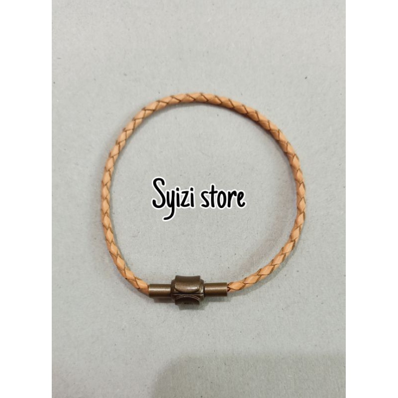 (free stoper) Gelang tali kulit/ gelang kepang /gelang pandora kulit (bisa request ukuran)