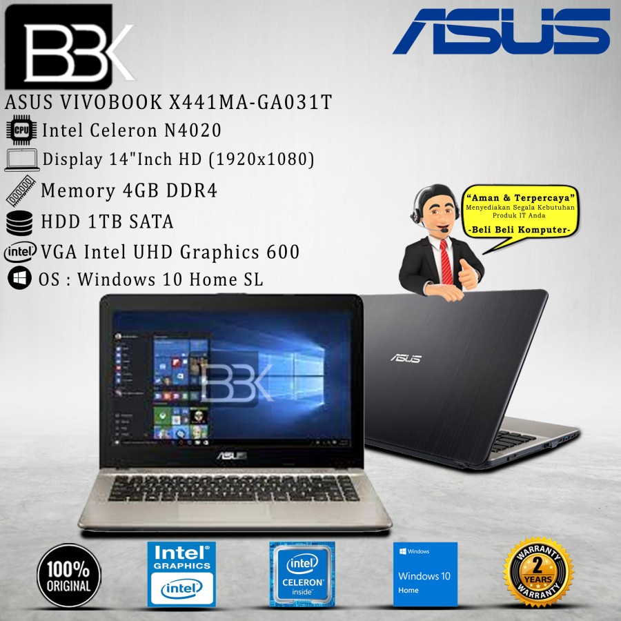 ASUS Vivobook X441MA-GA031T Celeron N4020 4GB 1TB SATA WIN10HSL 2Yr