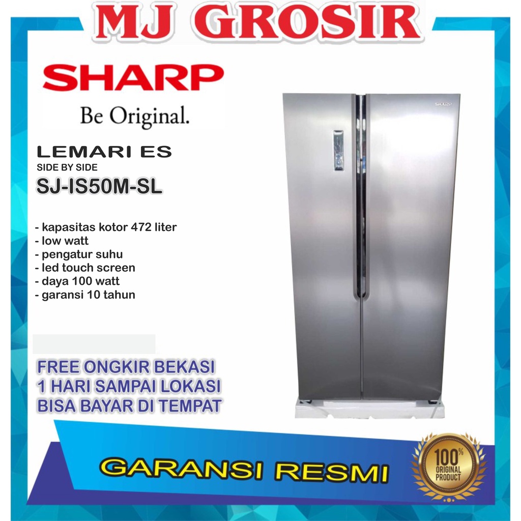 KULKAS SHARP SJ-IS 50 M-SL LEMARI ES 2 PINTU SIDE BY SIDE SJ IS 50MSL