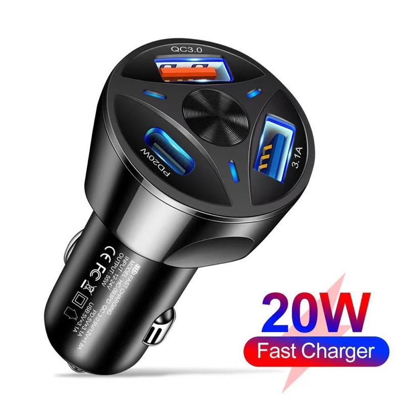 BATOK CHARGER SAVER VIBOX 55W 3in1 2USB &amp; 1 USB TYPE C PD20w Car charger 3port PROMO SEN