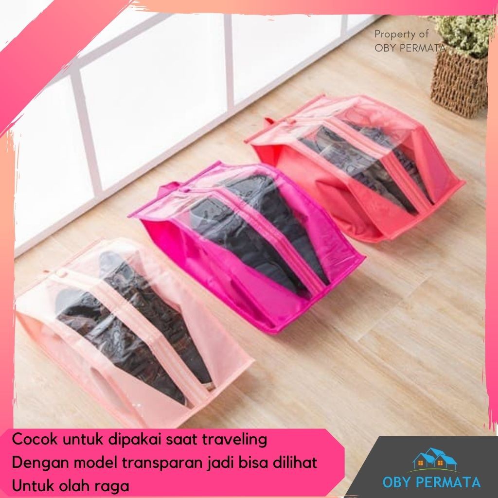 Tas Tempat Sepatu Olahraga Badminton Travel Gym Organizer Transparan OP92