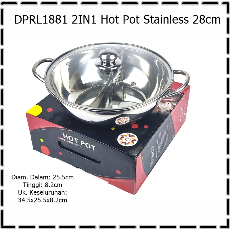 DPRL1881 2IN1 Hot Pot/Panci Steamboat Stainless 28cm