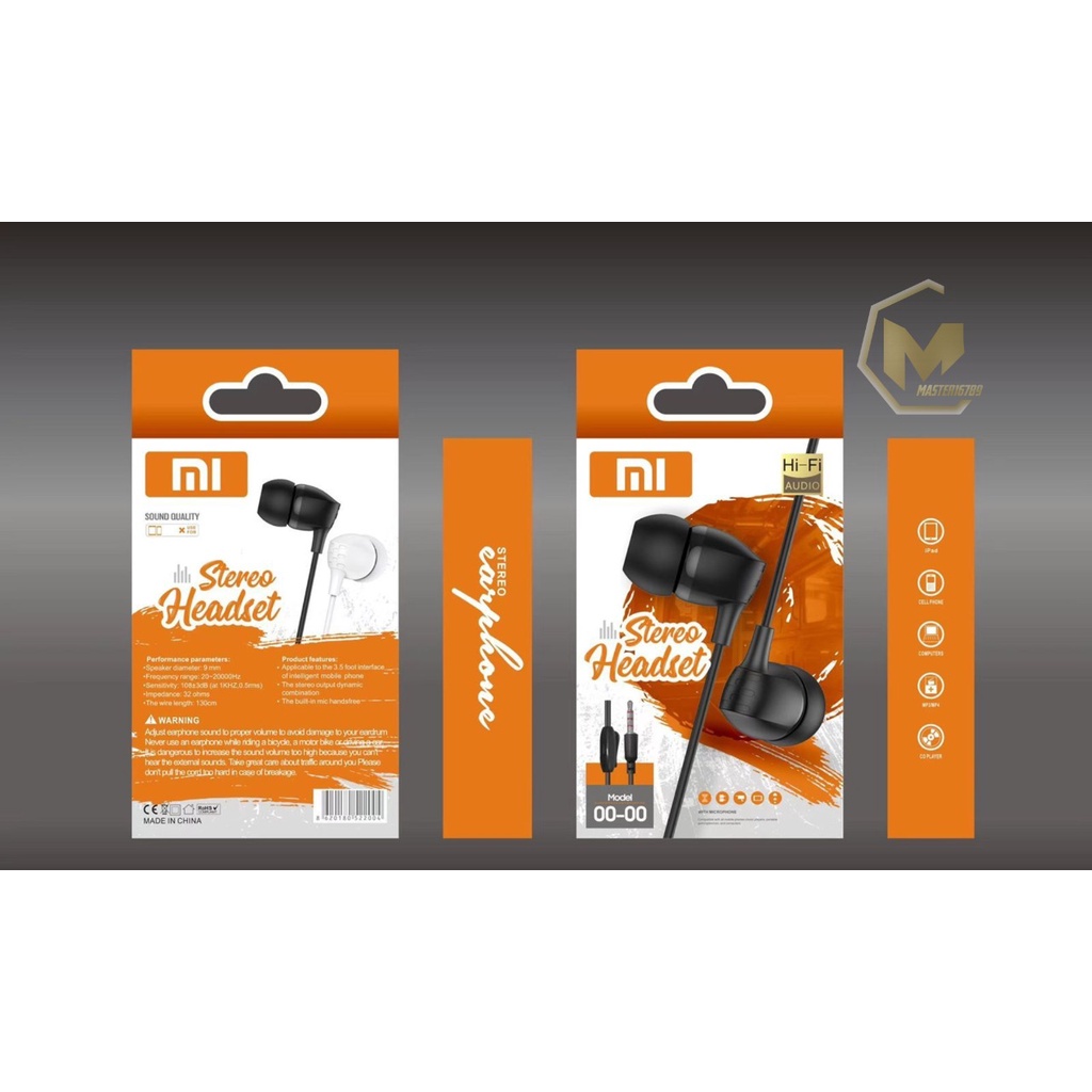 HEADSET HEADSFREE HF EARPHONE I99 SUPER EXTRA BASS OPPO XIOAMI VIVO SAMSUNG REALME MA3308