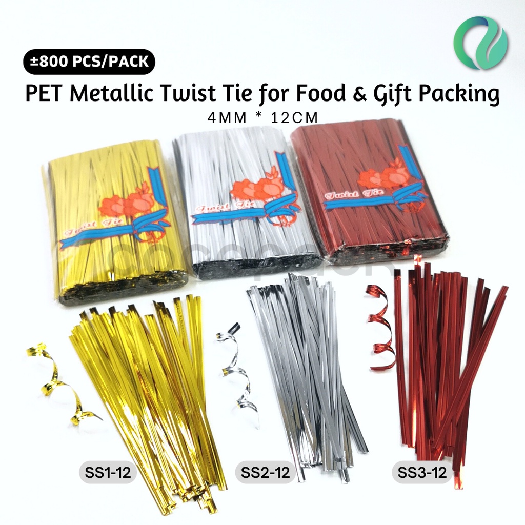 

PET Metalic Twist Tie Kawat Ikat Dekorasi Plastik Roti Permen 4MM 12CM