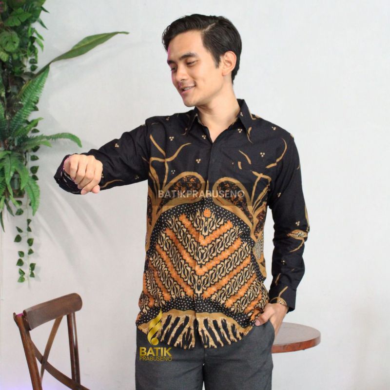 Pevita Lengan Panjang Batik Pria Slimfit Original Prabuseno Full Furing Modern Premium Branded Hem B