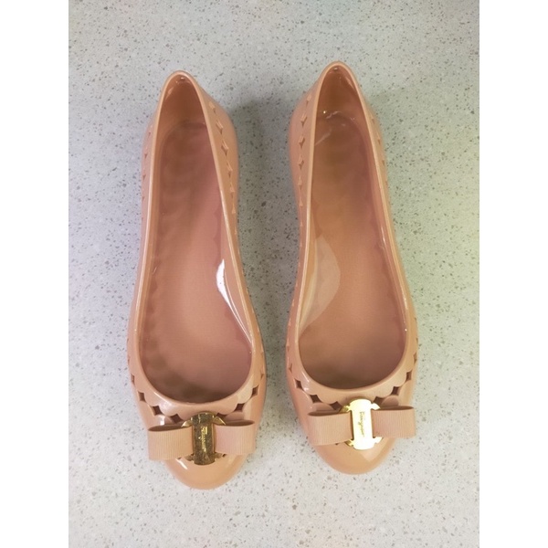 PRELOVED Salvatore Ferragamo Vara Flower Jelly Flatshoes in Bon Bon Miscellan   Size 7 - Insole 23.5