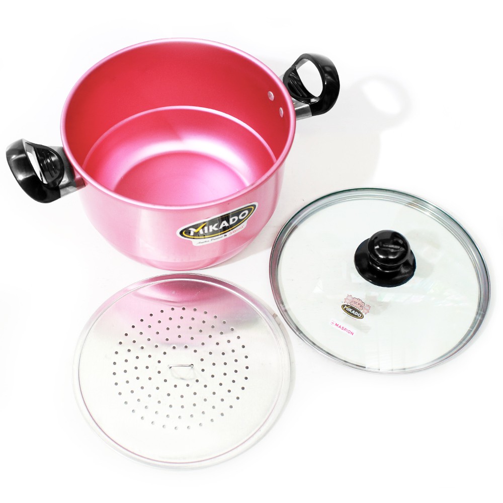 Maspion Panci Kenyonabe Steamer Serbaguna 20 cm dan Tutup Kaca - PINK HIJAU UNGU