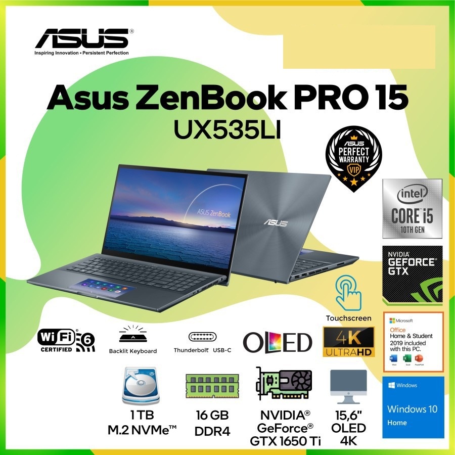 Asus Zenbook Pro UX535LI OLED712SP i7-10870H 16G 1TB GTX1650Ti 4G W10 OHS