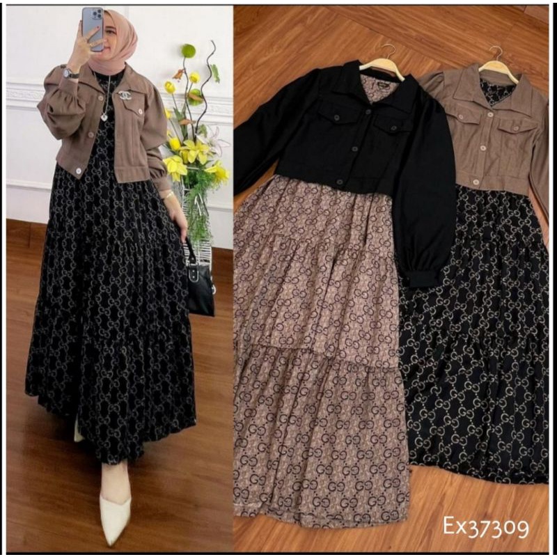 Gamis Aira Dress bahan linen ORI by Extu