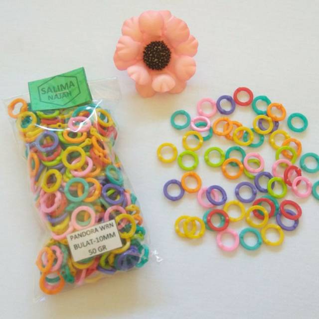 Ring bulat cincin Warna Acak Bentuk Bulat 10mm isi 50 gram - Aksesoris Bahan Craft