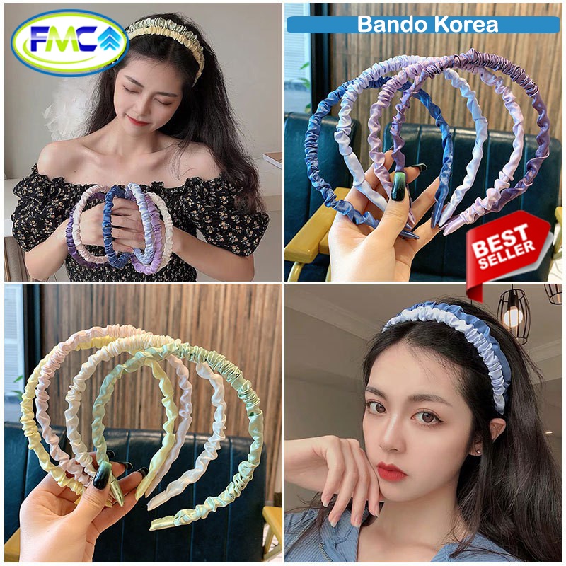 Bando Anak Dewasa Korea Style Headband Bandana Aksesoris Rambut Lucu Imut Warna Korean Model