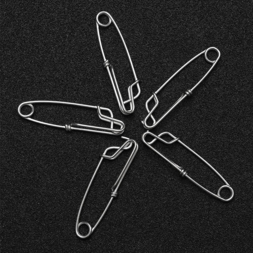 TOP 5pcs /Pack Pin Gesper Memancing Stainless Steel Fish Tackle Putar Longline Klip Mata Terbuka