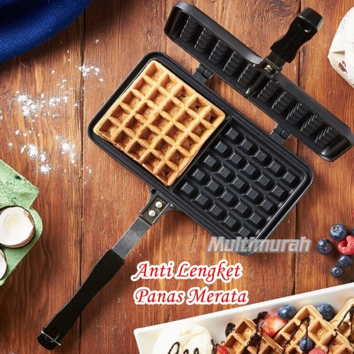 Cetakan Waffle Maker Croffel Double Maker Loyang Pembuat Wafel Kompor