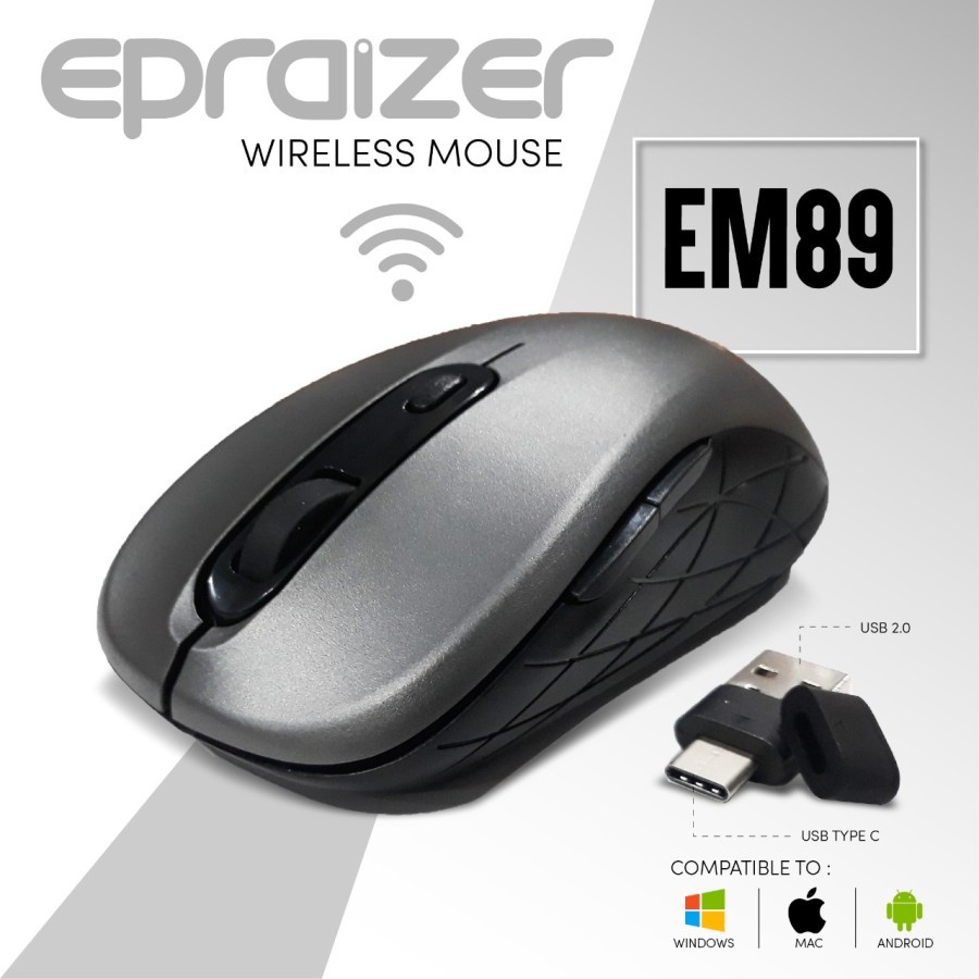 MOUSE WIRELESS EPRAIZER EM-89 USB TYPE C AND A - MAC SUPPORT