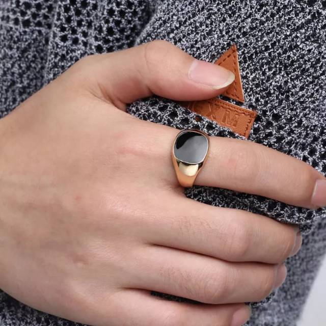 COD!! Cincin Flat Batu Black Onyx