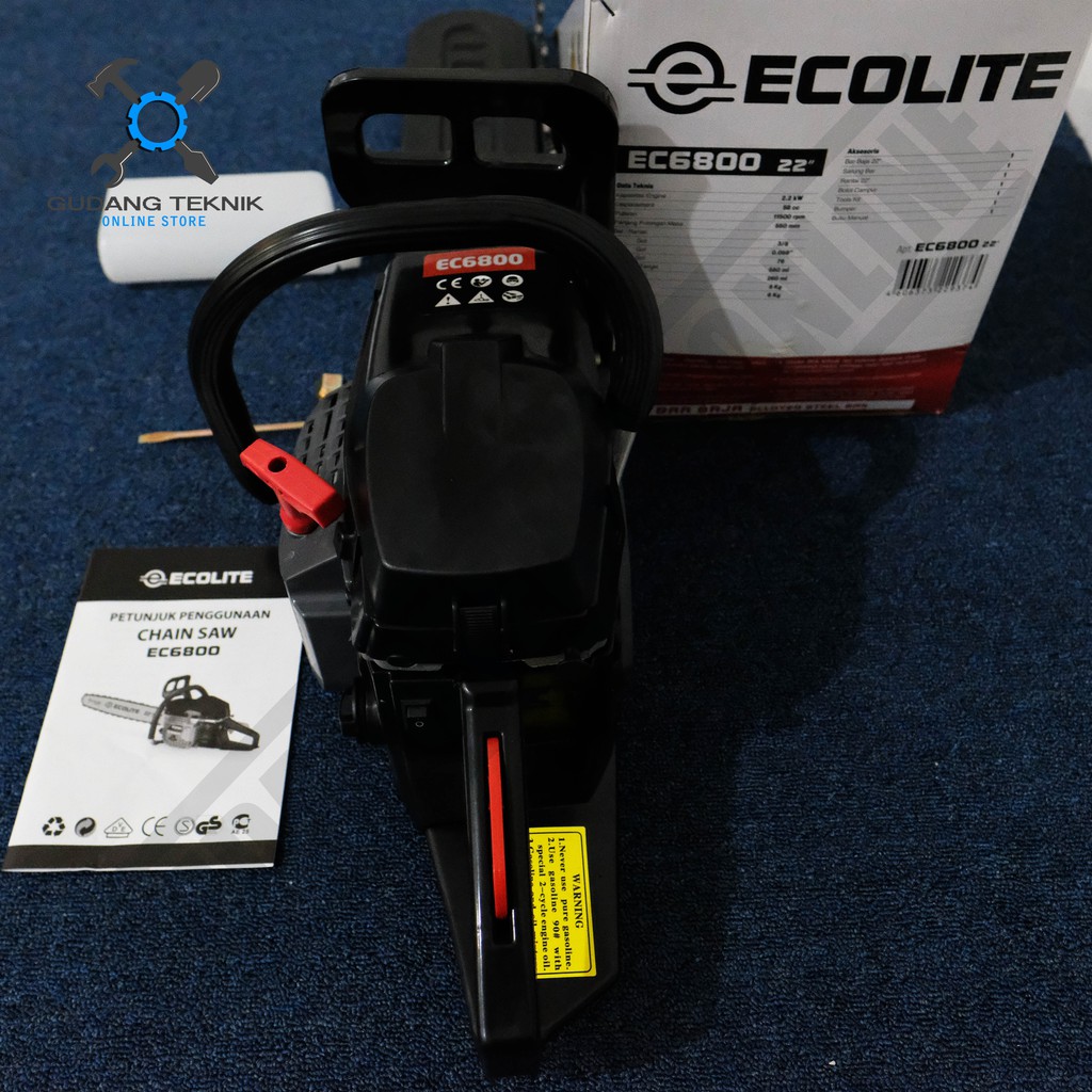 Chainsaw Ecolite EC6800 22Inch / Mesin Gergaji Kayu Chainsaw Ecolite Laser Tip EC6800 22&quot;