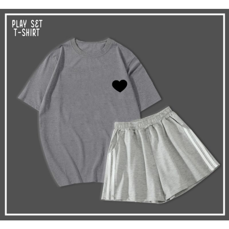 HARGA PROMO!!PLAY SET KAOS LOVE PURPLE YOU SIDE/SATU SET ATASAN+CELANA