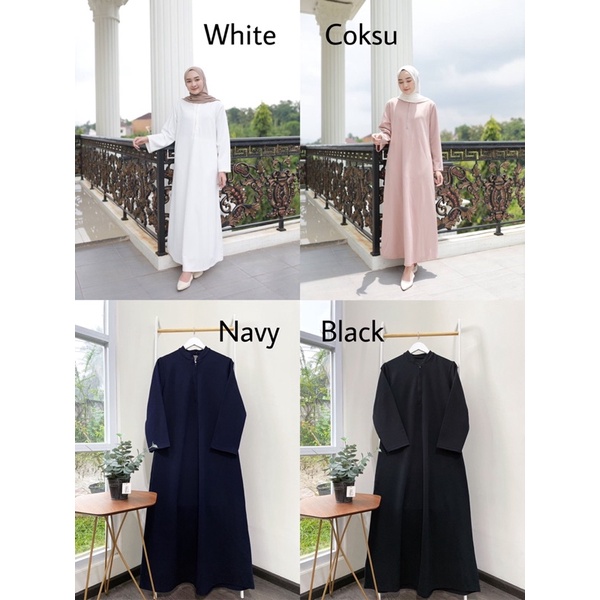 ALINE MAXI - (tidak termasuk outer bunga)Busui friendly Sleeves / Inner dress Polos (Ld 104 Pjg 131)