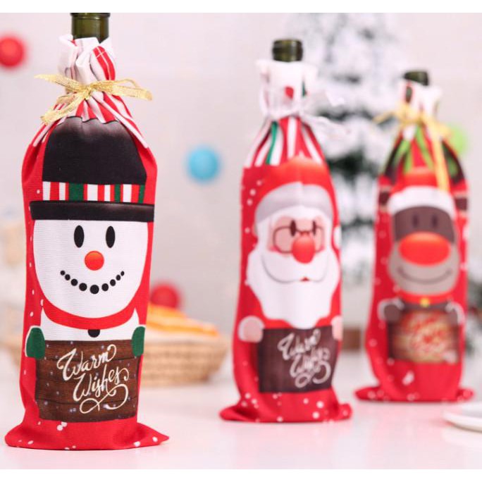

Kantong botol emas tema natal , paper bag natal fancy , tas natal