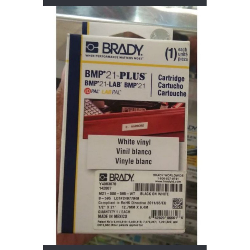 

label brady m21 500-595 12mm b/white