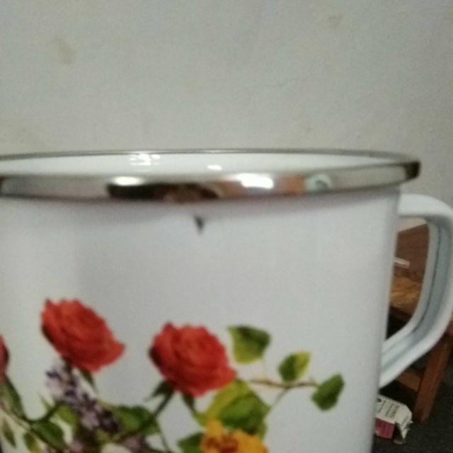 Ideal Mug Enamel Jadul Diameter 12 Cm Ber Motif Bunga Cantik