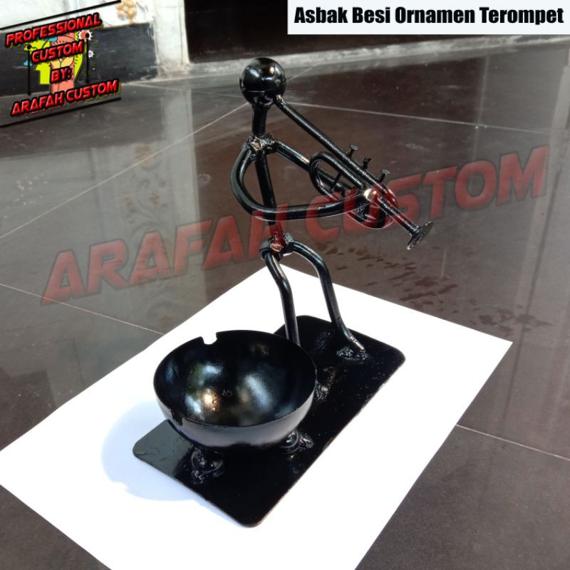 PO Custom asbak besi unik lucu antik portable mobil ornamen karakter bentuk terompet souvenir
