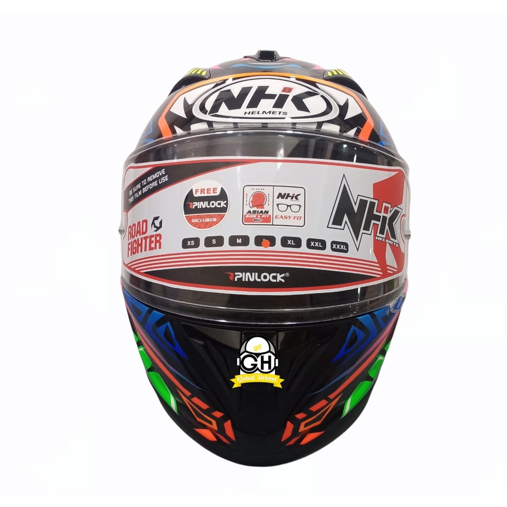 NHK HELM GP PRIME DDRING REMY TRIBE #2 BLACK GLOSSY DOUBLE VISOR + INCLUED PAKET PEMBERSIH HELM