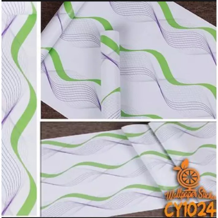 Wallpaper Sticker Dinding Motif Salur Gelombang Ukuran 10 meter x 45 cm