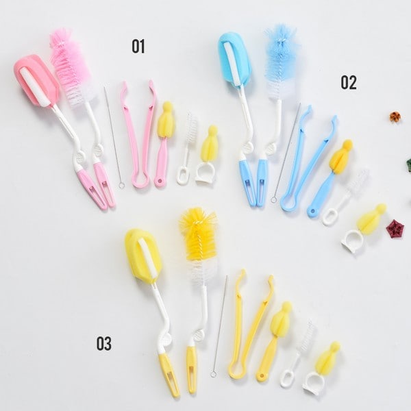 LIN009 - 7 in 1 MOONSHIP Bottle &amp; Nipple Brush Hygienic Plastic Import