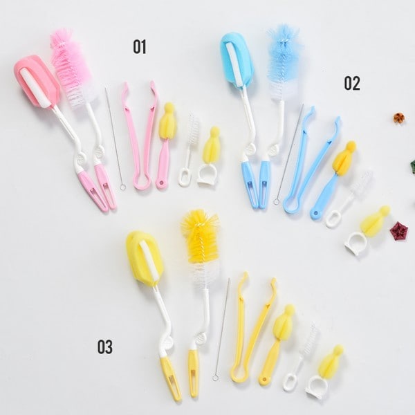 LIN009 - 7 in 1 MOONSHIP Bottle &amp; Nipple Brush Hygienic Plastic Import