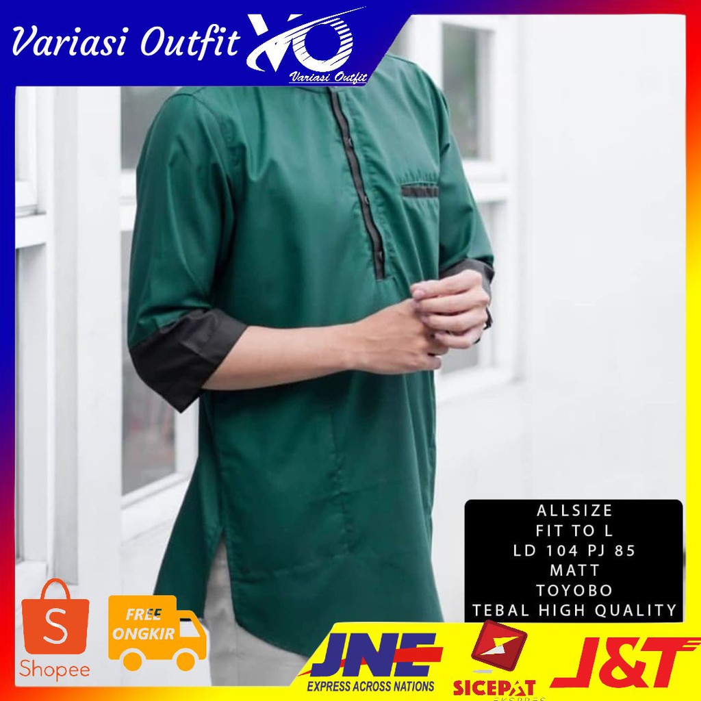[Koko Dion Hijau NI]Baju koko pria katun hijau