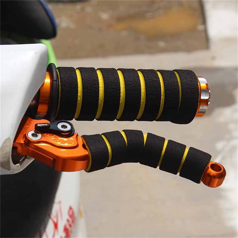 (LUCKID) 2 Pasang Grip Stang Sepeda / Motor Bahan Spons Lembut + Tuas Rem / Kopling