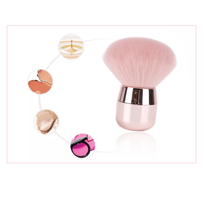 Brush makeup Kepala Jamur Warna pink Untuk Bedak / blush On