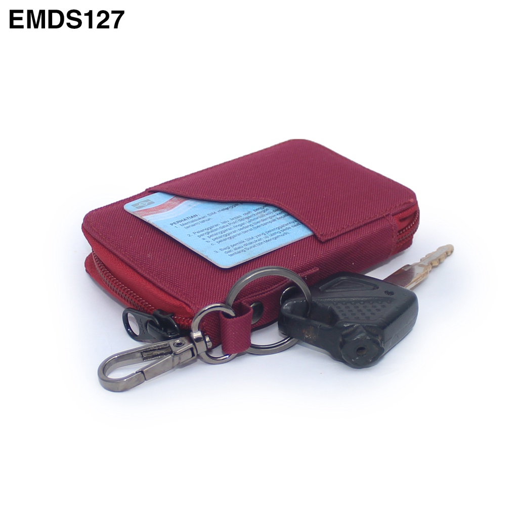 EMDS127 Dompet STNK Mobil Motor kartu Gantungan Kunci Remote Keyless MARUN