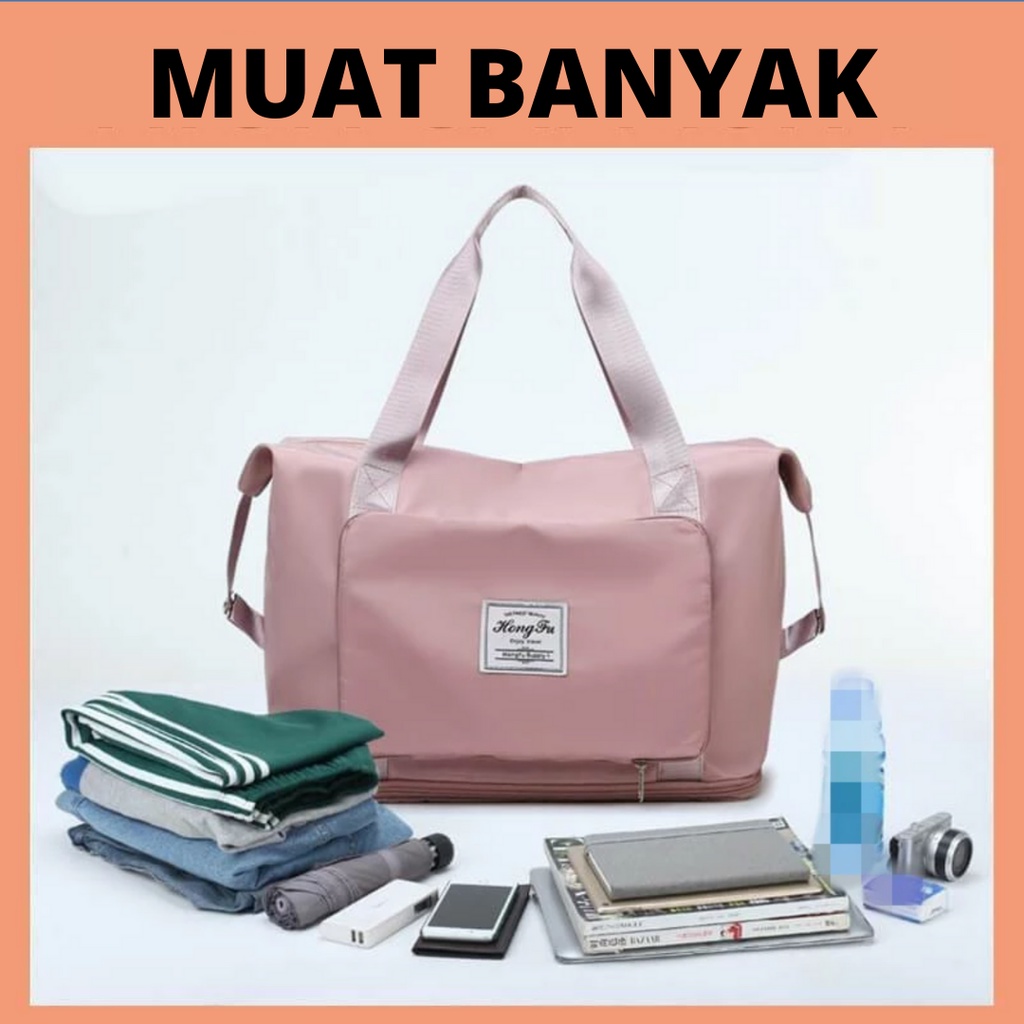 TAS TRAVEL BISA DILIPAT DAN DIPERBESAR MUAT BANYAK DUFFEL HANDCARRY UNTUK GYM PULANG KAMPUNG - SUPERBAN