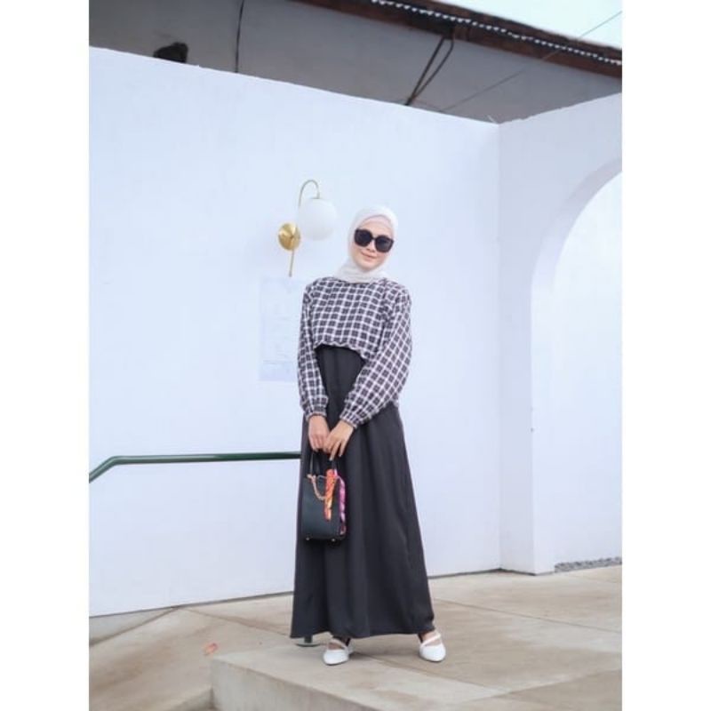 CROP TOP BECHARA KOREAN STYLE | OUTER CROP | CROP TOP TARTAN PREMIUM