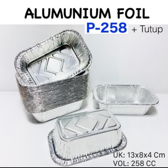 Alumunium Foil Persegi P258 + tutup (20pcs)