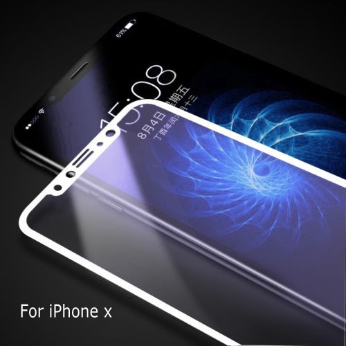 Pelindung Layar Tempered Glass 3D Warna Biru untuk iPhone x / 6 / 7 / 8plus