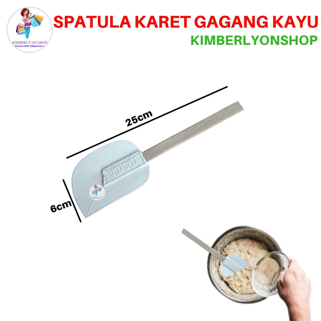 Kimberlyonshop Spatula Karet Gagang Kayu