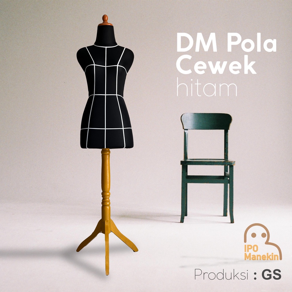 Jual Manekin Wanita Pola Hitam Kaki Kayu / besi Manekin Cewek Patung