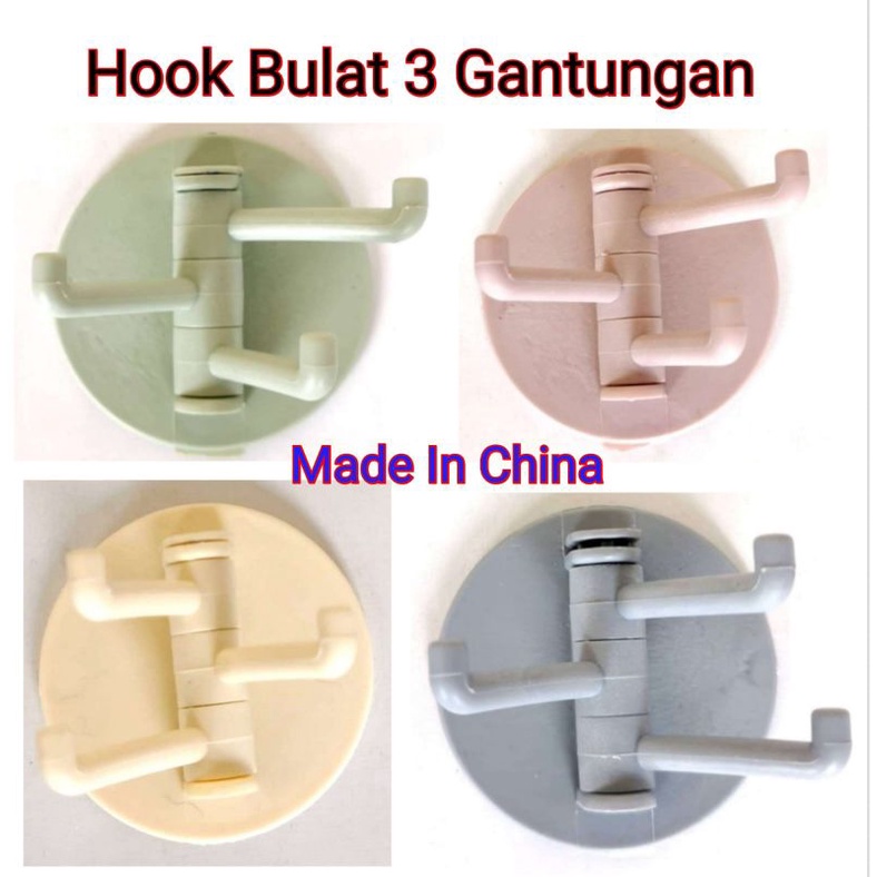 Hook Baju Pakaian Bulat 3 Gantungan