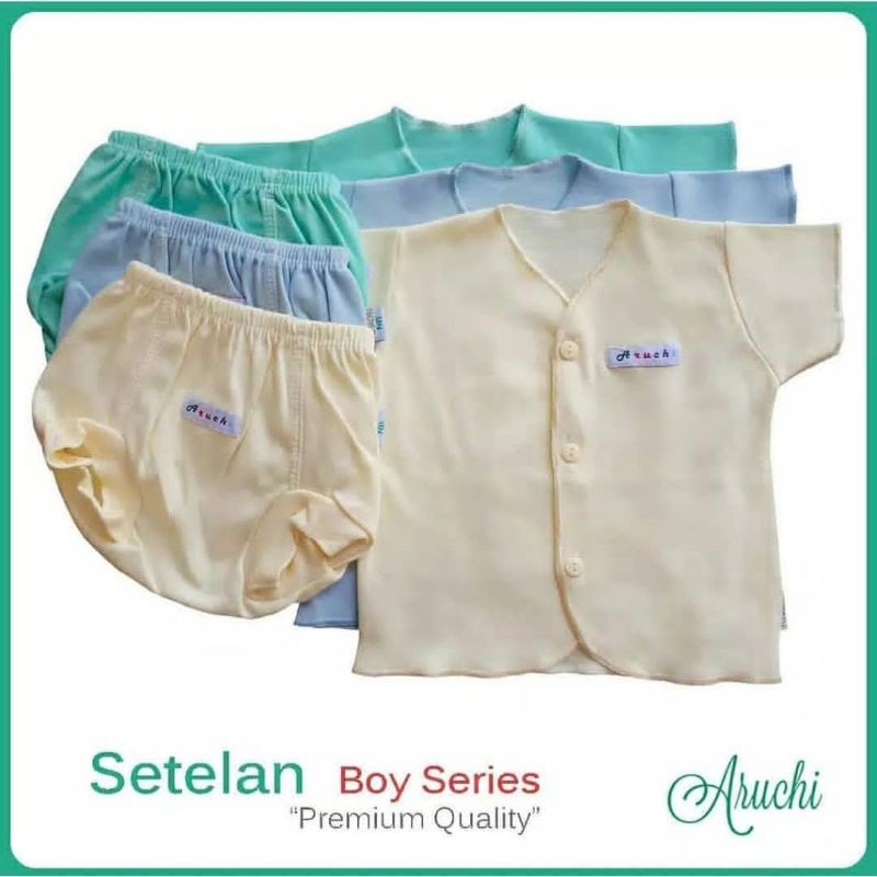 Setelan Bayi Laki-Laki Newborn Pendek Aruchi 3pcs