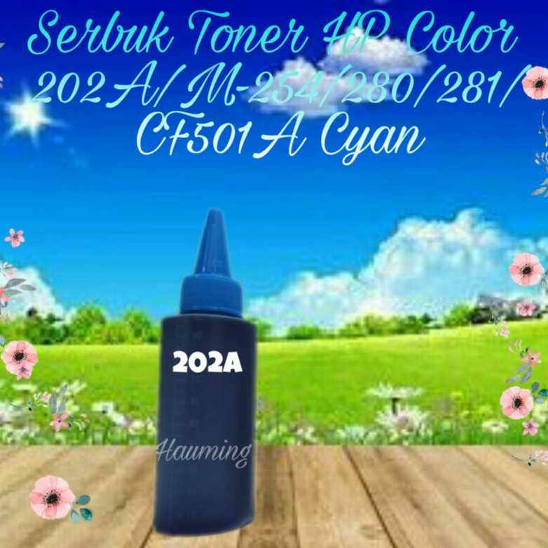 Serbuk Toner HP 202A M254 M254dw M280 M280nw M281 M281dw M281fdw M281cdw CF501A Cyan 1x Isi