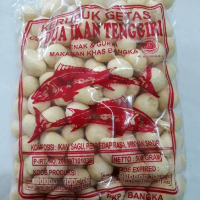 

Kerupuk getas bulat cap dua ikan tenggiri produk cap piala 500 gr